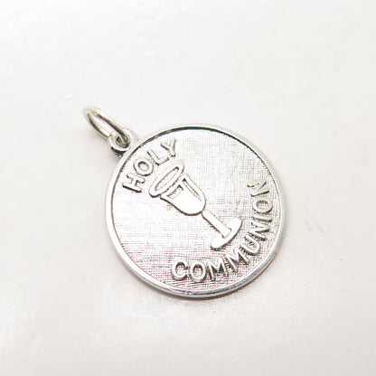 REMBRANDT RQC 925 Sterling Silver Vintage Holly Communion Round Charm Pendant