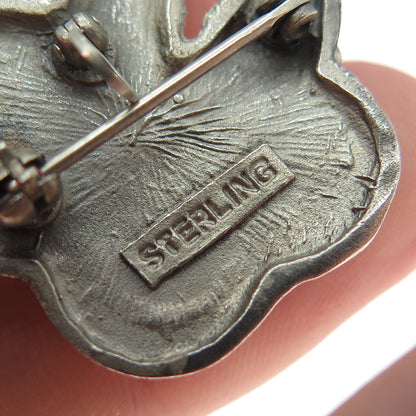 925 Sterling Silver Vintage World Peace Hands Butterfly Pin Brooch / Pendant