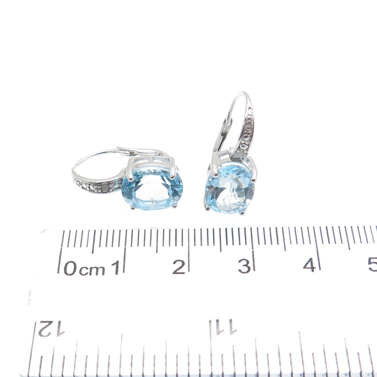 DBJ DEE BERKLE 925 Sterling Silver Real Blue & White Topaz Earrings