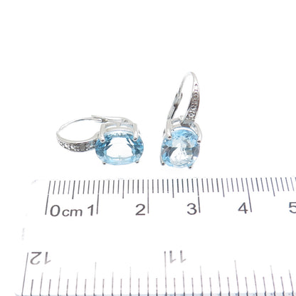 DBJ DEE BERKLE 925 Sterling Silver Real Blue & White Topaz Earrings
