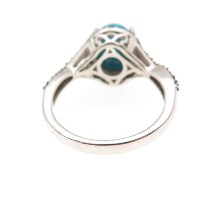 Chuck Clemency 925 Sterling Silver Real Turquoise & Black Spinel Ring Size 8.25