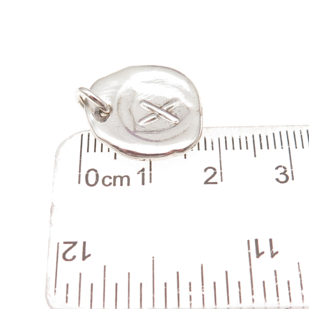 925 Sterling Silver Vintage Letter X Wax Seal Oxidized Charm Pendant