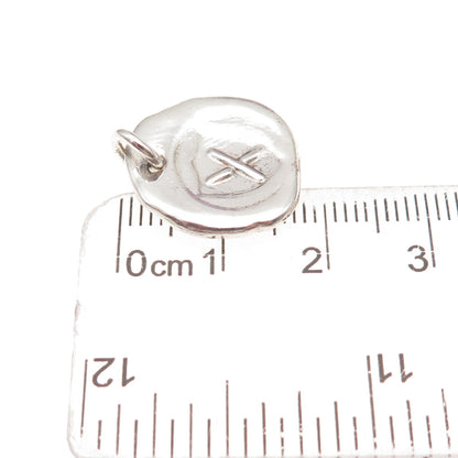 925 Sterling Silver Vintage Letter X Wax Seal Oxidized Charm Pendant