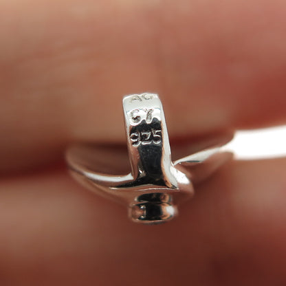 925 Sterling Vintage Real MOP Black Onyx & C Z Petal Mini Slide Charm Pendant