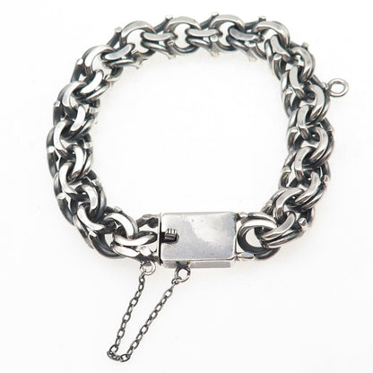 Gonzalez 925 Sterling Silver Vintage Mexico Bismark Link Oxidized Bracelet 7"