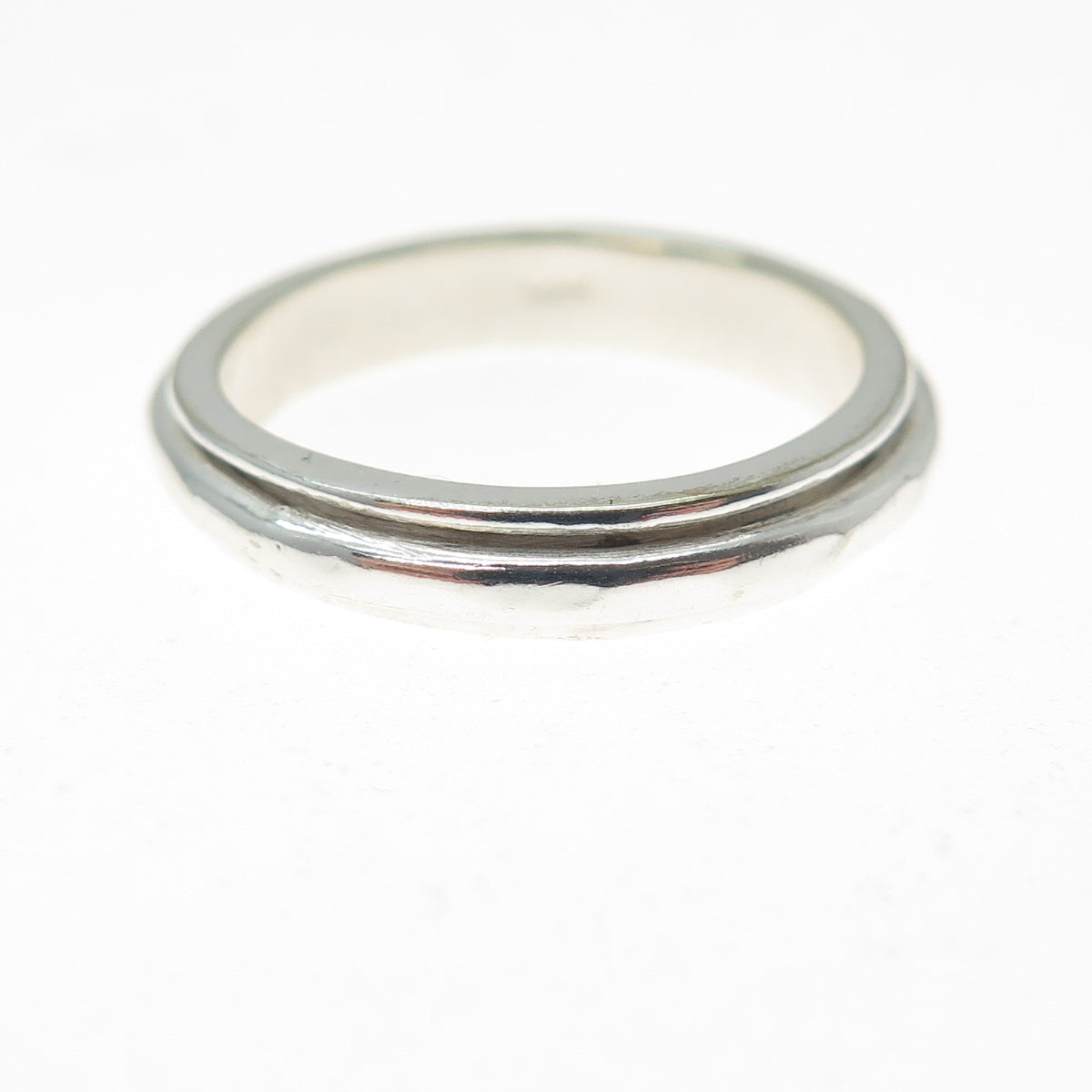925 Sterling Silver Vintage Hammered Rotating Band Ring Size 7