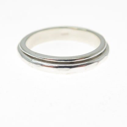 925 Sterling Silver Vintage Hammered Rotating Band Ring Size 7