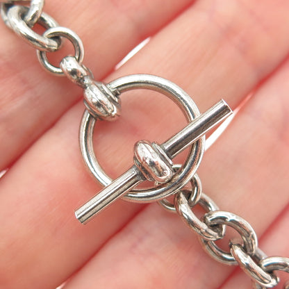 925 Sterling Silver Vintage Italy Oxidized Cable Link Bracelet 6.75"