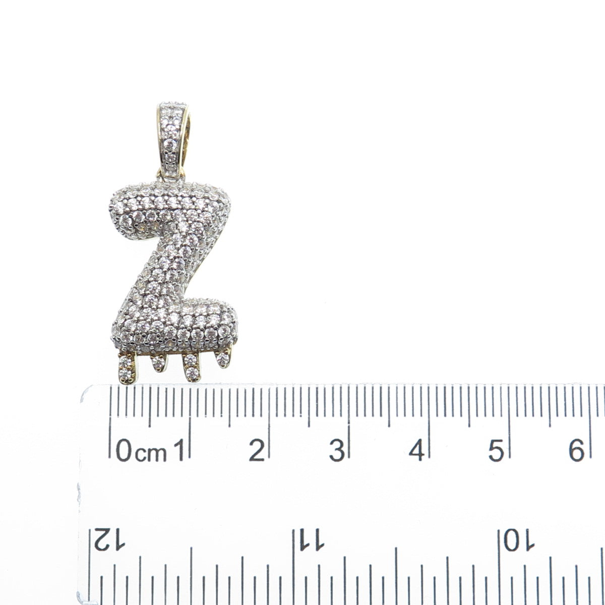 925 Sterling Silver Gold Plated Round-Cut Shaped C Z Letter Z Sparkle Pendant