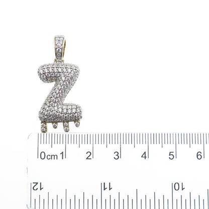 925 Sterling Silver Gold Plated Round-Cut Shaped C Z Letter Z Sparkle Pendant