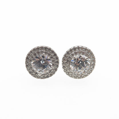 925 Sterling Silver Round-Cut C Z Sparkle Stud Earrings