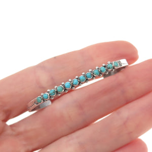 Old Pawn Sterling Silver Vintage Turquoise Snake Eye Adjustable Bracelet 4.25"