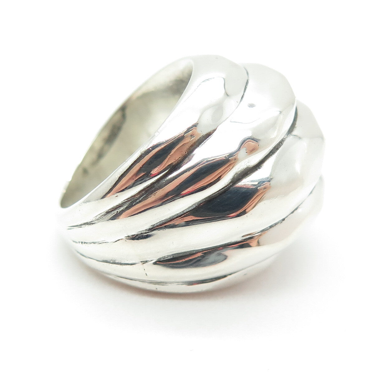 925 Sterling Silver Vintage Ribbed Wrinkled Ring Size 6.5