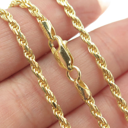 P. LUX 925 Sterling Silver Gold Plated Italy Twisted Rope Chain Necklace 16"