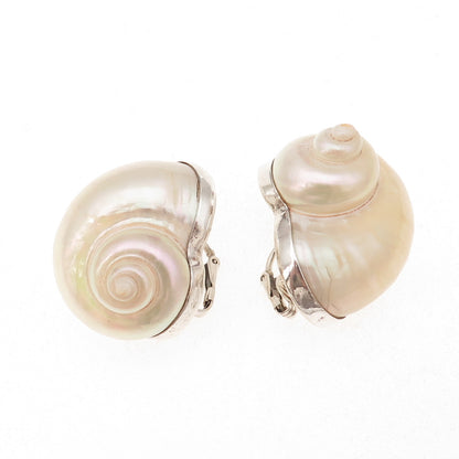 Betsy Fuller Sterling Silver Vintage 1986 Seashell Modernist Clip On Earrings