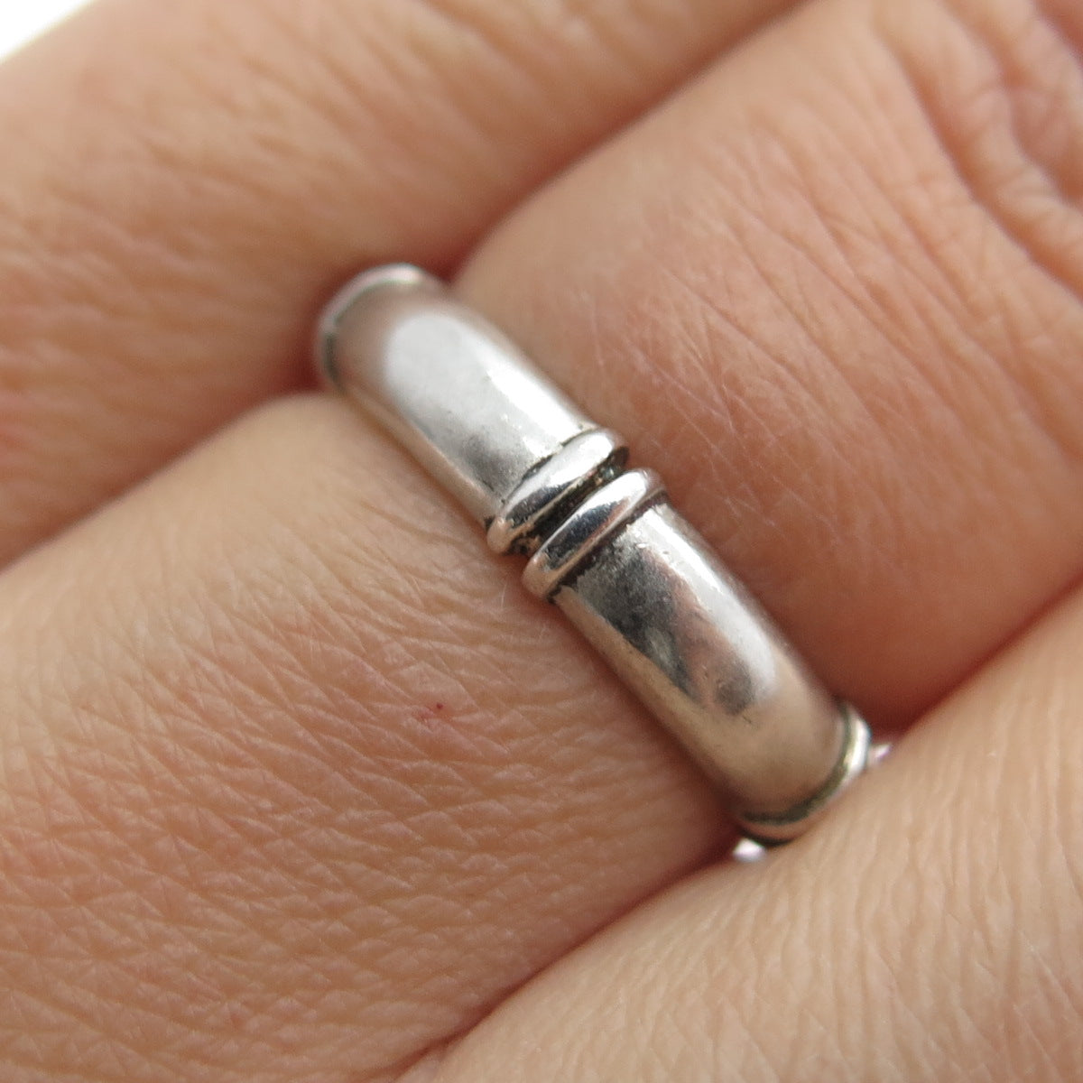 HENRY DESIGNS STUDIO 925 Sterling Silver Vintage Bamboo Band Ring Size 6.25