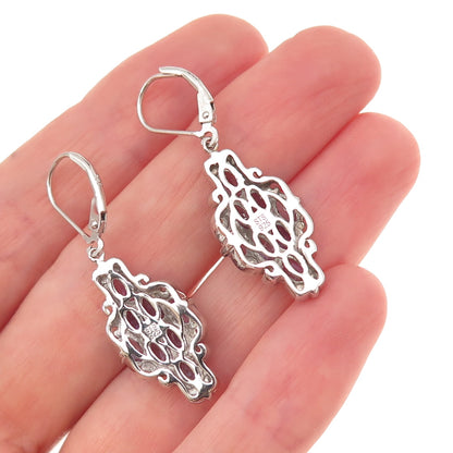 Chuck Clemency 925 Sterling Silver Real Oval-Cut Tanzanite Dangle Earrings