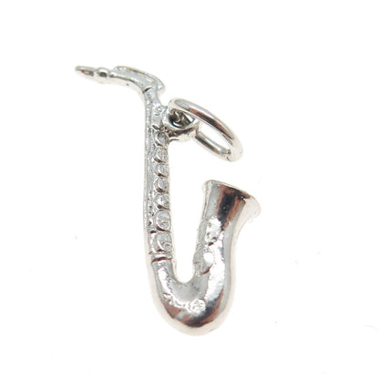 MAVO 925 Sterling Silver Antique Art Deco Saxophone Minimalist Charm Pendant