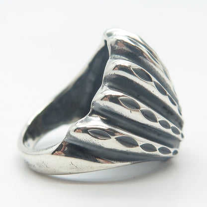 925 Sterling Silver Vintage Carved Wide Ring Size 7.75