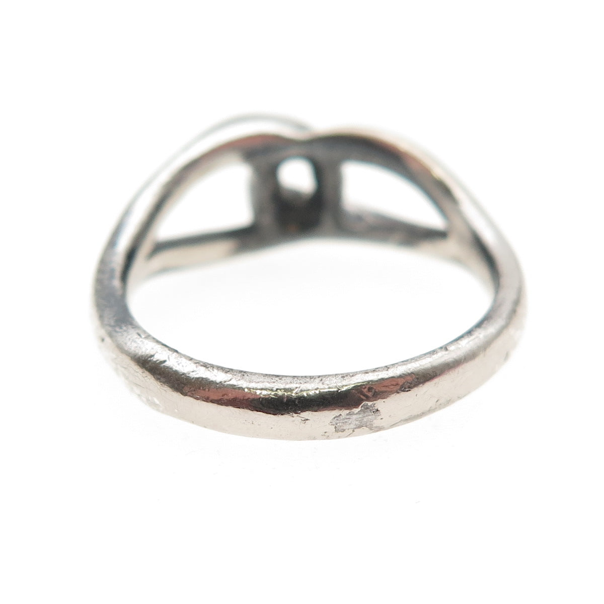 925 Sterling Silver Vintage Modernist Interlocked Oxidized Ring Size 8