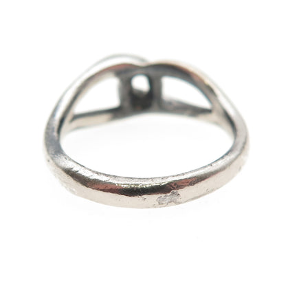 925 Sterling Silver Vintage Modernist Interlocked Oxidized Ring Size 8
