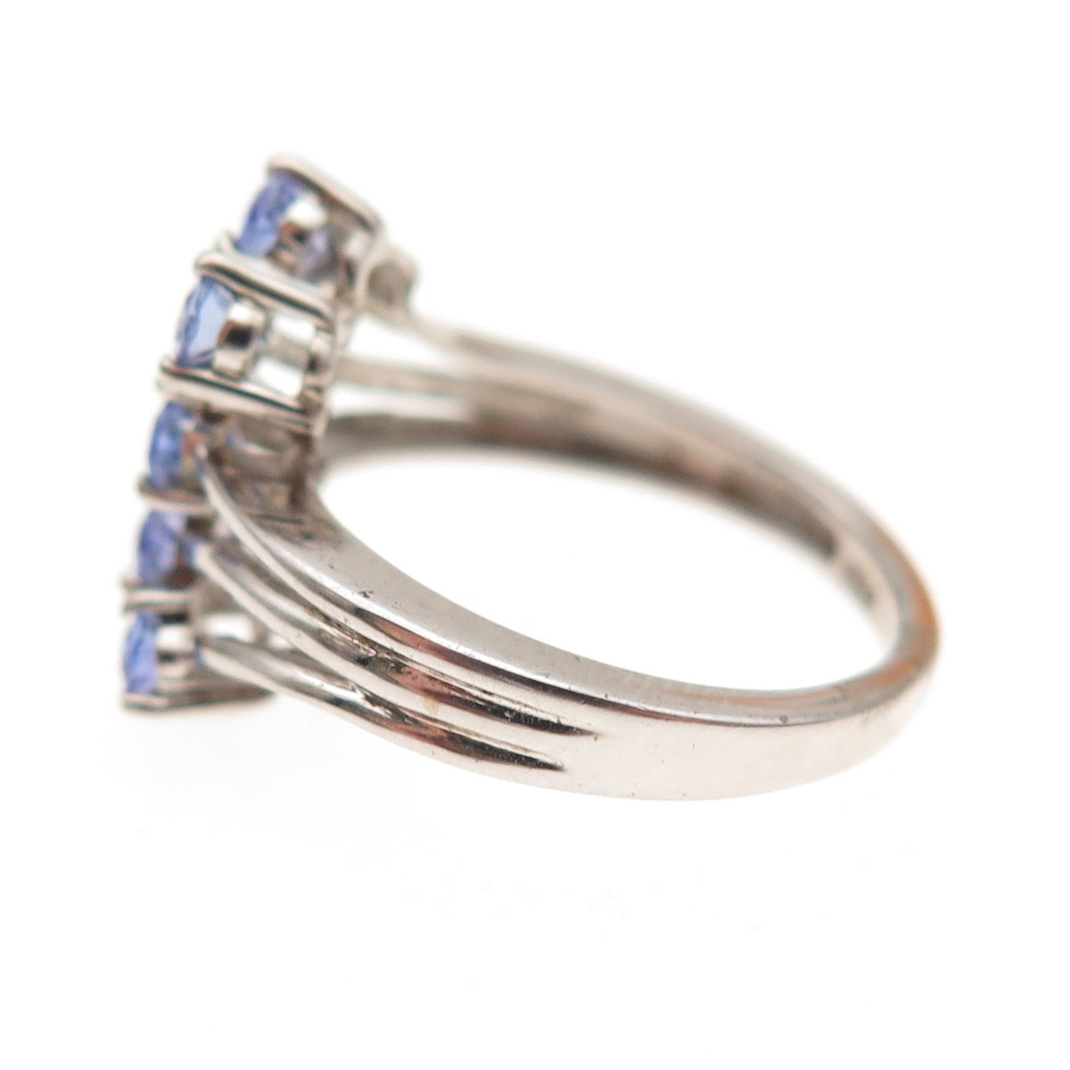 Chuck Clemency 925 Sterling Silver Real Oval-Cut Tanzanite Bypass Ring Size 6