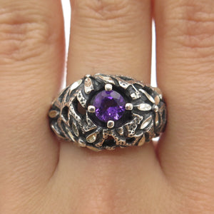 CAROLYN POLLACK 925 Sterling Silver Vintage Real Amethyst Gem Ring Size 9.25