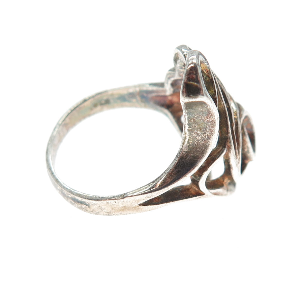 TOMMY LONG 925 Sterling Silver Vintage Modernist Wavy Ring Size 7.75