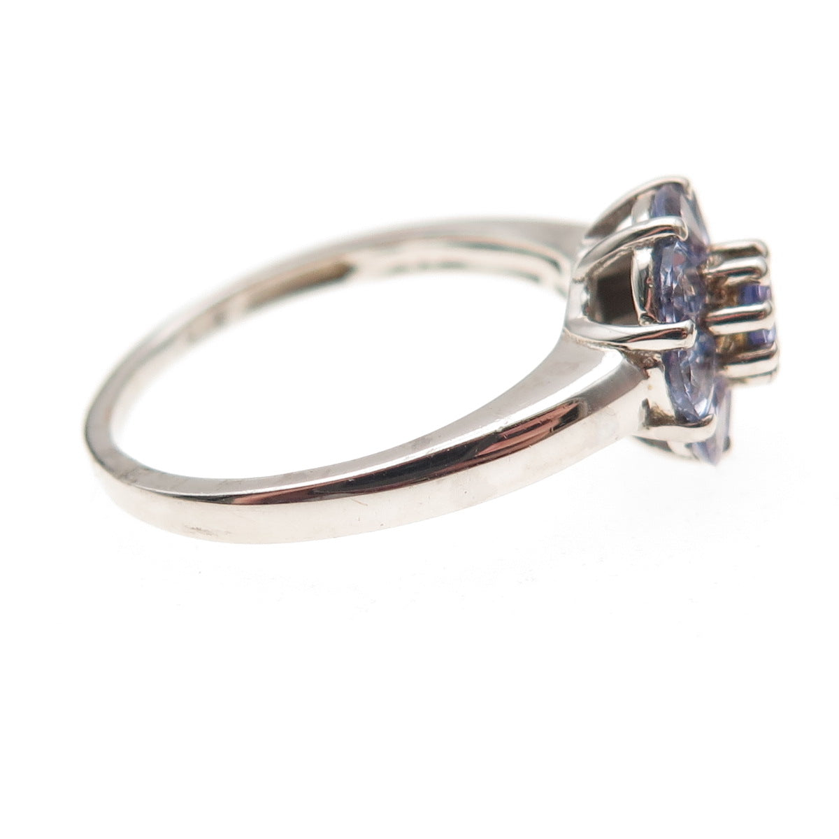 Chuck Clemency 925 Sterling Silver Real Tanzanite Floral Ring Size 7.25