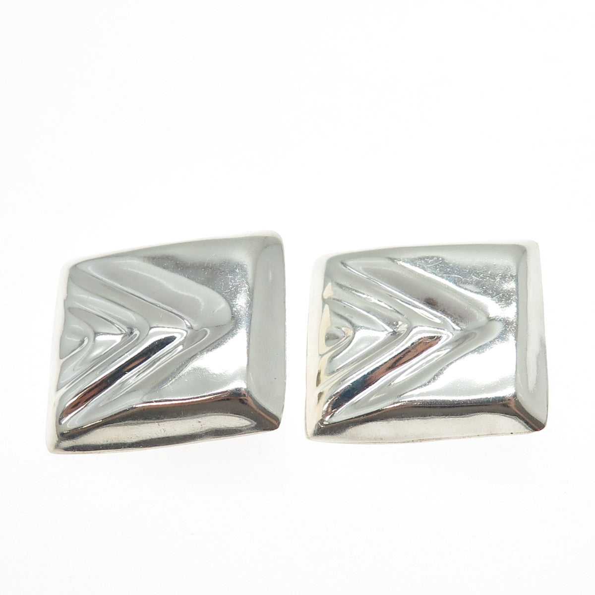 925 Sterling Silver Vintage Mexico Modernist Arrow Clip On Earrings