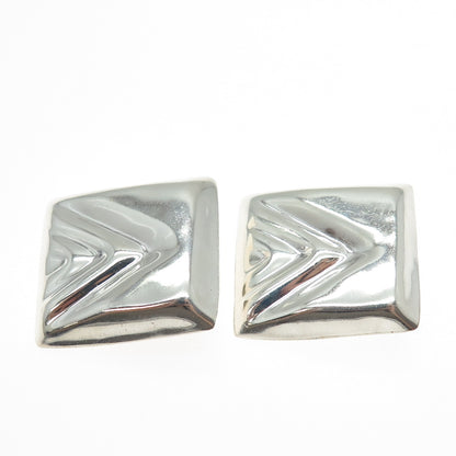 925 Sterling Silver Vintage Mexico Modernist Arrow Clip On Earrings