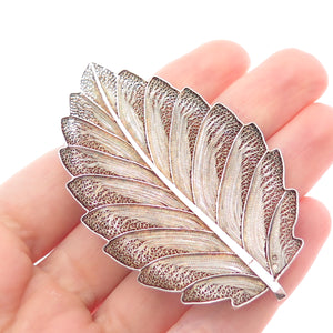 925 Sterling Silver Gold Plated Vintage GV Portugal Filigree Floral Leaf Brooch