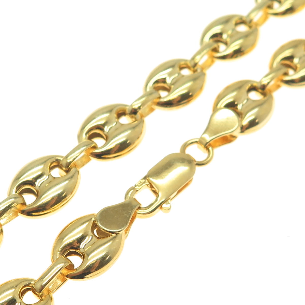 925 Sterling Silver Gold Plated Anchor Mariner Chain Necklace 24"