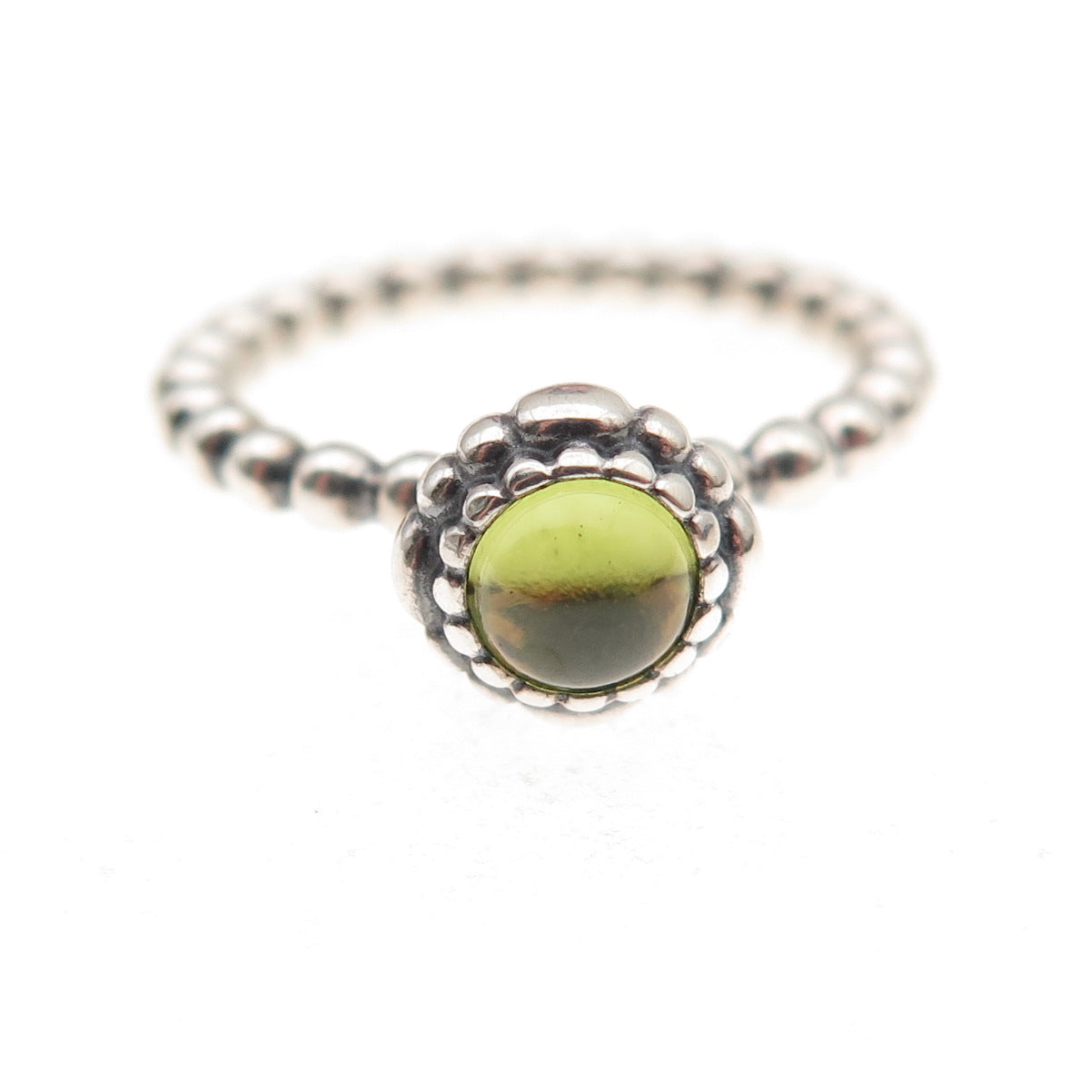 Pandora 925 Sterling Silver Real Peridot August Birthday Blooms Ring Size 6
