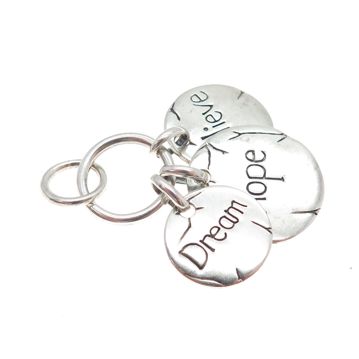 925 Sterling Silver Vintage Dream Hope Believe Charm Pendant
