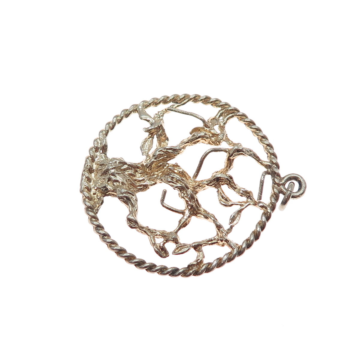 925 Sterling Silver Gold Plated Vintage Tree of Life Charm Pendant