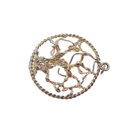 925 Sterling Silver Gold Plated Vintage Tree of Life Charm Pendant