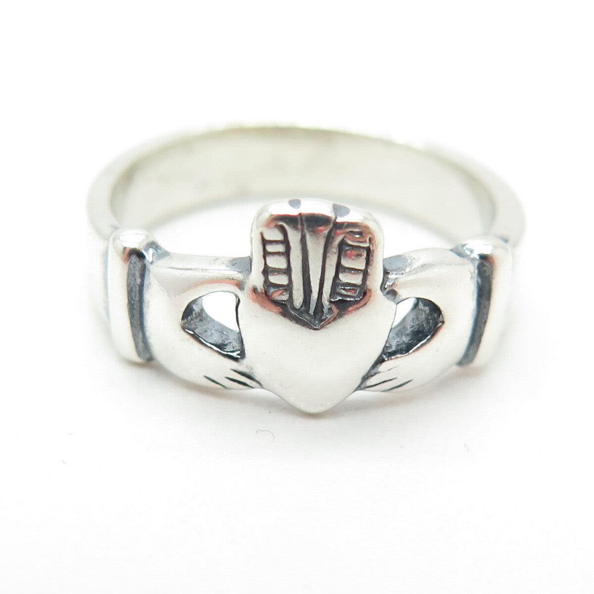 925 Sterling Silver Vintage Irish Claddagh Ring Size 9.25