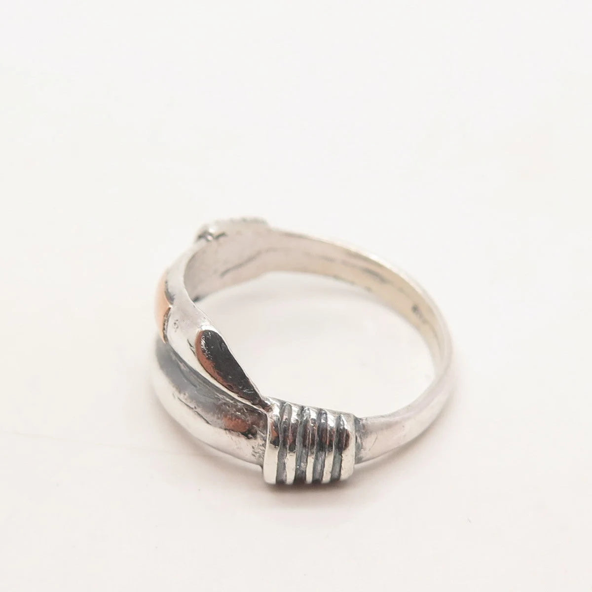 925 Sterling Silver Vintage Overlap Ring Size 7.5