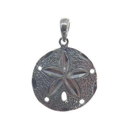 925 Sterling Silver Vintage Sand Dollar Oxidized Round Pendant