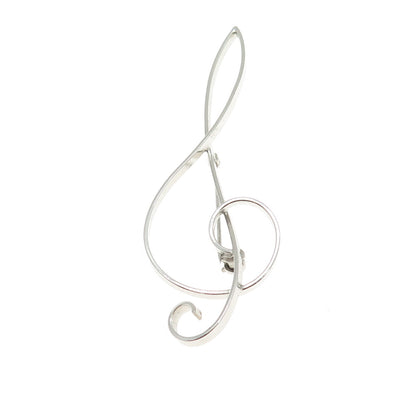 BEAU 925 Sterling Silver Vintage Treble Clef Music Note Pin Brooch