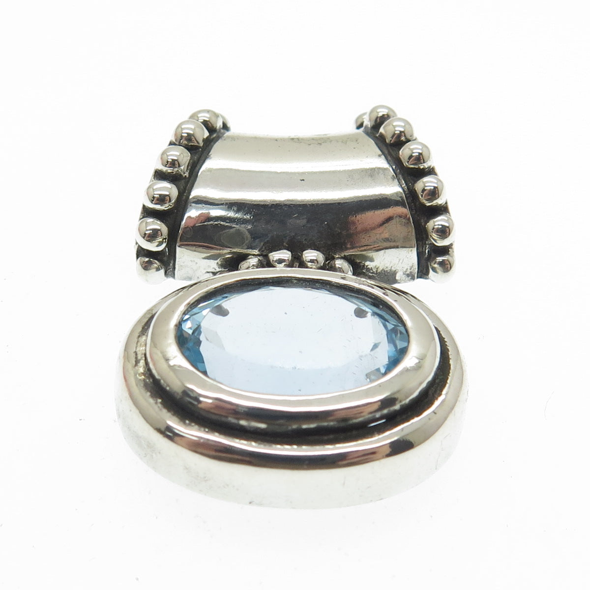 CHATEAU D'ARGENT 925 Sterling Silver Vintage Real Oval-Cut Blue Topaz Pendant