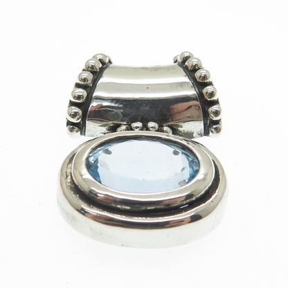 CHATEAU D'ARGENT 925 Sterling Silver Vintage Real Oval-Cut Blue Topaz Pendant