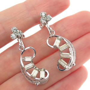 LORAN SIM CO. Sterling Antique Art Deco Rhinestone Filigree Screw Back Earrings