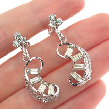 LORAN SIM CO. Sterling Antique Art Deco Rhinestone Filigree Screw Back Earrings