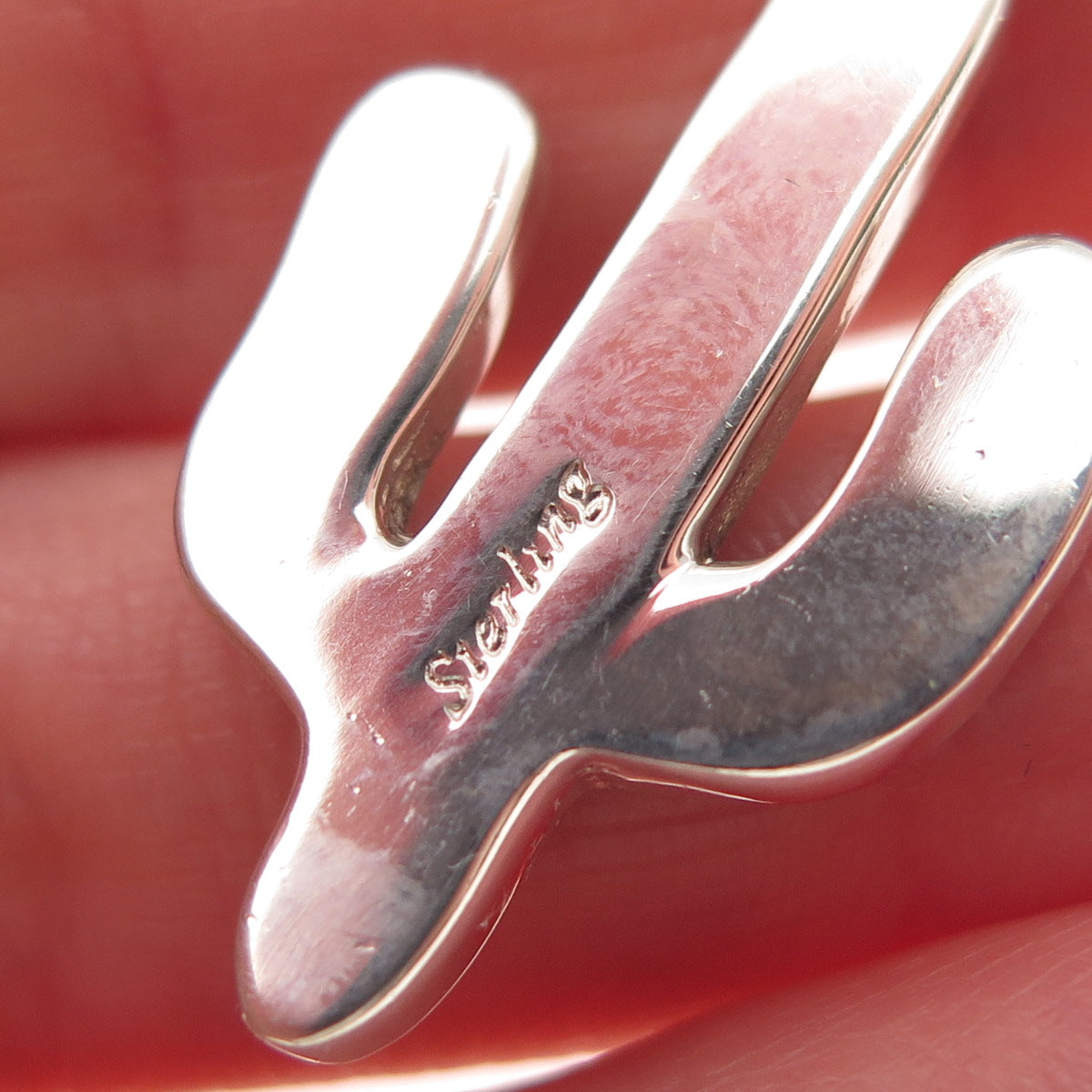 Old Pawn 925 Sterling Silver Vintage Spiny Oyster Shell & Opal Cactus Pendant