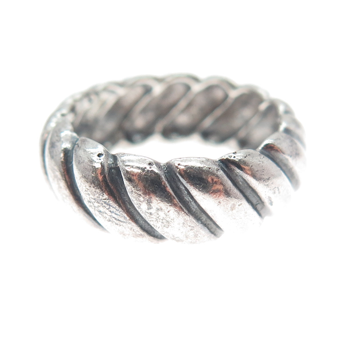925 Sterling Silver Vintage Twisted Rope Band Oxidized Ring Size 6.5
