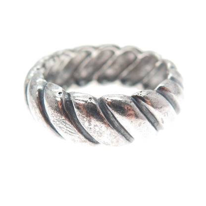 925 Sterling Silver Vintage Twisted Rope Band Oxidized Ring Size 6.5