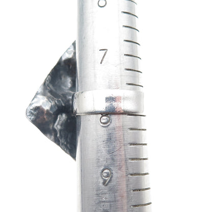 925 Sterling Vintage Modernist Hammered Square Oxidized Statement Ring Size 8