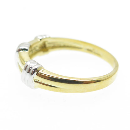 SMK 925 Sterling Silver 2-Tone Ribbed Ring Size 7